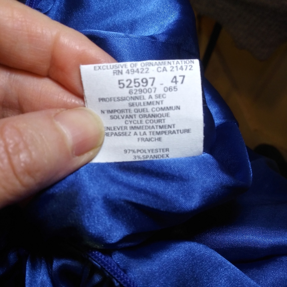 Vintage 90's Jessica McClintock Sexy Blue Satin & Rhinestone Ruched Halter Dress - Picture 9 of 11